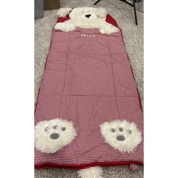 Pottery Barn Kids Shaggy Dog PUPPY SLEEPING BAG Red Gingham “HAZEL” Monogram - Picture 5 of 16